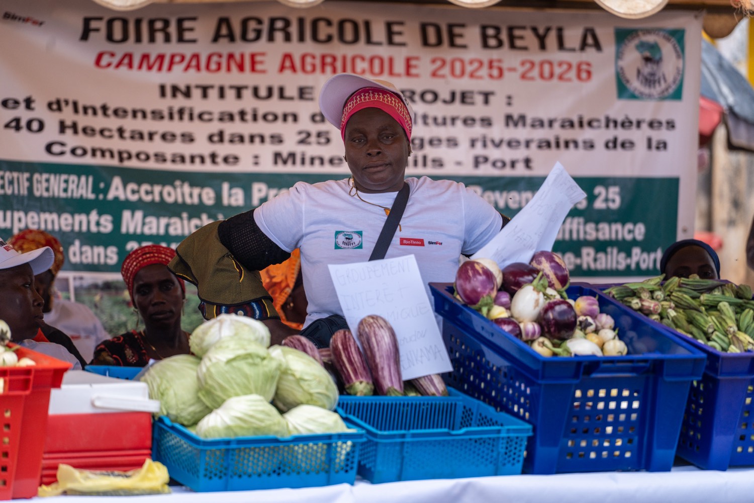 Une productrice à son stand maraîcher lors de la Foire agricole de Beyla